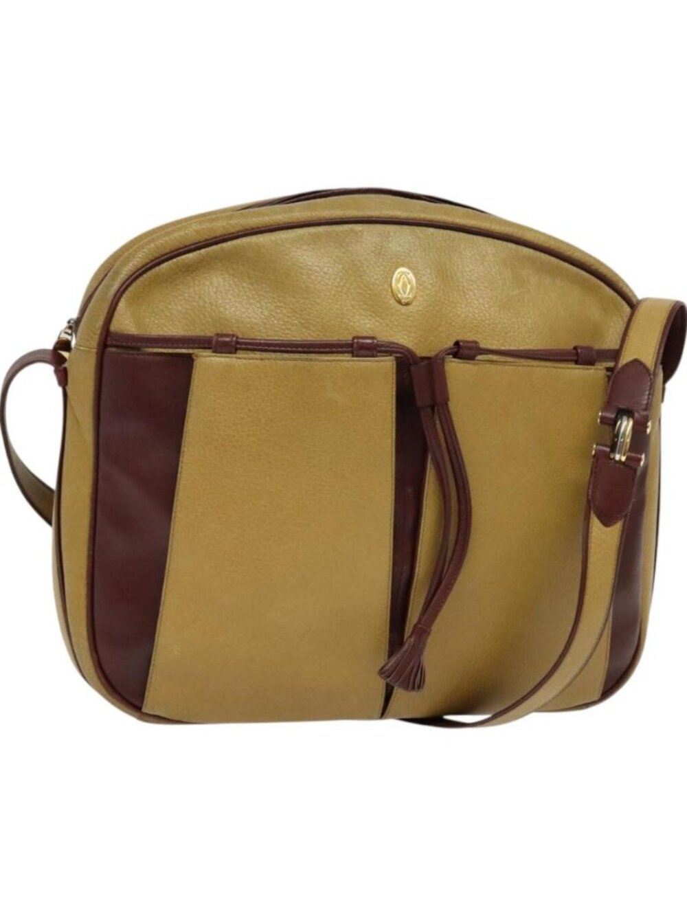 CARTIER Shoulder Bag Leather Yellow Gold